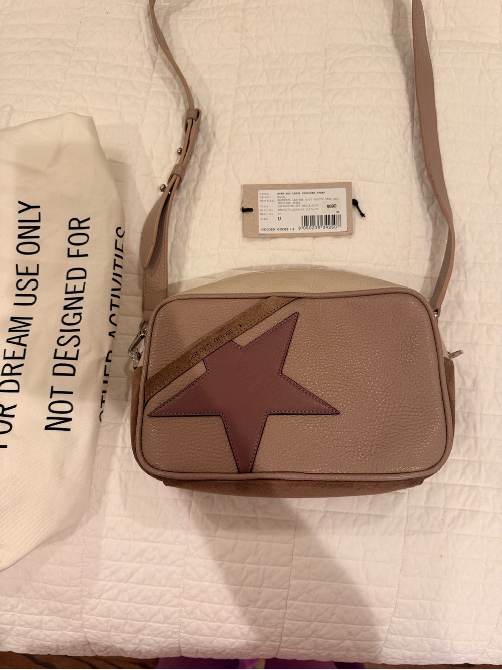 Golden Goose Beige Suede Shoulder Bag